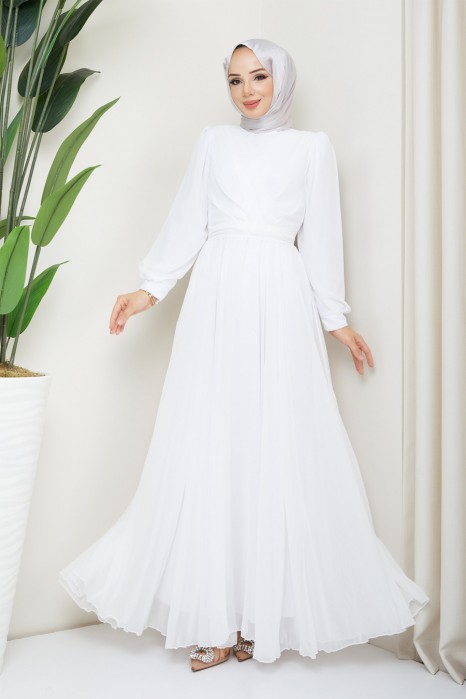 WHITE  EVENING DRESS  